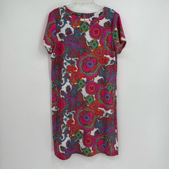 JUDE CONNALLY Shift Dress Stretch Paisley Pink Multi Tunic Dress Size Small - Picture 8 of 8